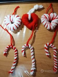 Set cuori e candy cane per albero di natale