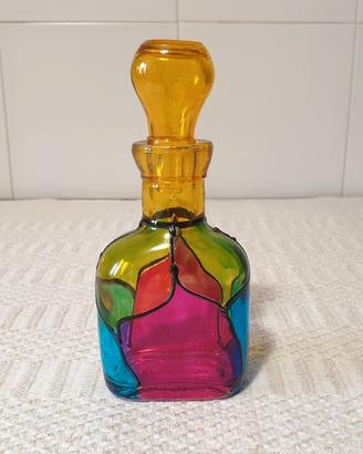 Bottiglia profumo vetro colorato stile Tiffany '70