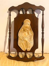Bassorilievo Madonna su pannello in legno