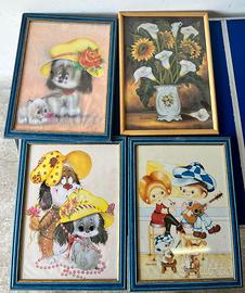 Set di 4 Quadri con Stampe Vintage