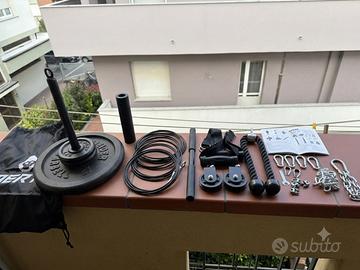 Kit Carrucola Palestra Casa + Dischi Ghisa 12kg