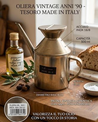 Oliera vintage 1990 italiana acciaio inox