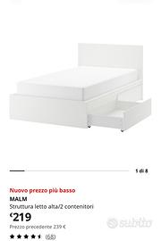 Letto Malm singolo con cassetti contenitori