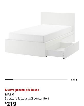 Letto Malm singolo con cassetti contenitori