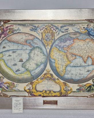 Quadro Mappamondo su foglio d'argento