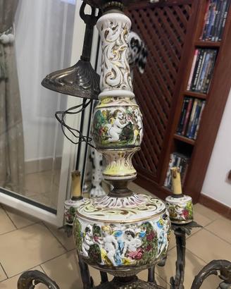 LAMPADARIO BRONZO CERAMICA