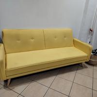 Divano letto in tessuto giallo