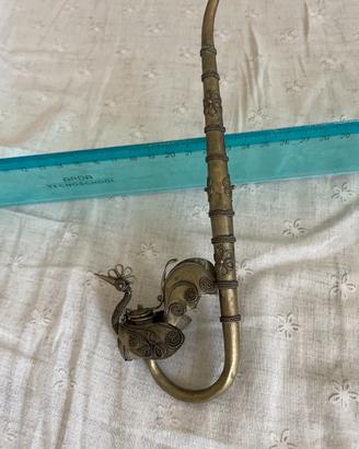 Antica Pipa da oppio Tailandese in ottone