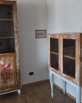 COPPIA CREDENZE TEAK DIPINTE A MANO - PEZZI UNICI