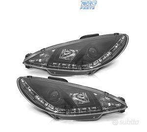 FARI PEUGEOT 206 98-08 LUCE DIURNA LED REALE FONDO