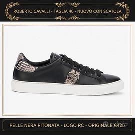 Roberto Cavalli Sneakers Uomo Pelle Nera Taglia 40