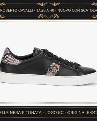 Roberto Cavalli Sneakers Uomo Pelle Nera Taglia 40