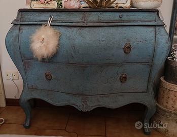 Set Comò e Comodini Bombati Azzurro Invecchiato –