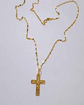 Collana con croce in oro giallo 18kt 750