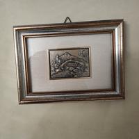 Quadro paesaggio con ponte in rilievo 18x14 cm