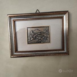 Quadro paesaggio con ponte in rilievo 18x14 cm
