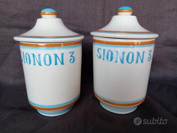 Coppia di vasi da farmacia Deruta Sionon 3 Bayer