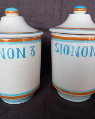 Coppia di vasi da farmacia Deruta Sionon 3 Bayer