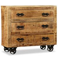 Credenza con 3 Cassetti in Legno Grezzo di Mango