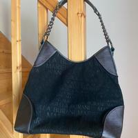 Borsa nera/argento logo monogram “Mariella Burani”