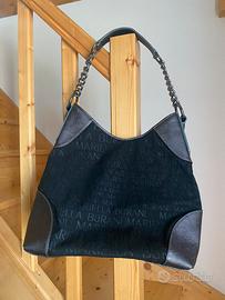 Borsa nera/argento logo monogram “Mariella Burani”