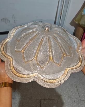 Plafoniera Vintage Vetro Granigliato Murano 41cm