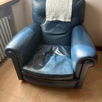 poltrona frau george in pelle blu