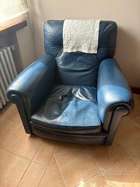 poltrona frau george in pelle blu