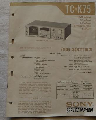 TC-K75 MANUALE DI SERVIZIO ORIGINALE SONY