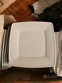 30 piatti dolce quadrati bianchi ceramica