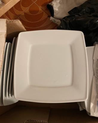 30 piatti dolce quadrati bianchi ceramica
