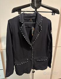 Blazer elasticizzato con dettaglio bordi blu navy