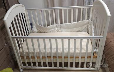 Culla Pali bianca 133x70 completa di materasso