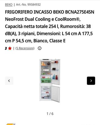 Frigorifero da incasso Beko NeoFrost HarvestFresh