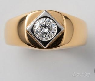 Anello in oro giallo con solitario diamante 