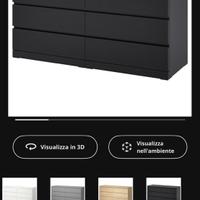 Cassettiera con 6 cassetti malm nera usata