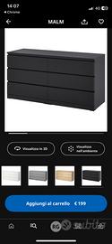 Cassettiera con 6 cassetti malm nera usata