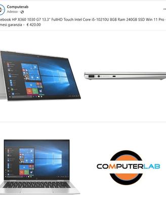 Notebook HP X360 1030 G7 13.3" FullHD Touch Intel