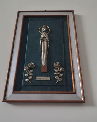 Icona Religiosa Madonna Lourdes Quadro Bronzo