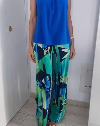 Blusa smanicata blu elettrico