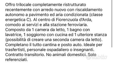 appartamento per trasfertisti contratto 18 mesi
