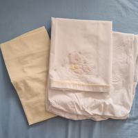 Set culla lenzuola + coprimaterasso in cotone 100%
