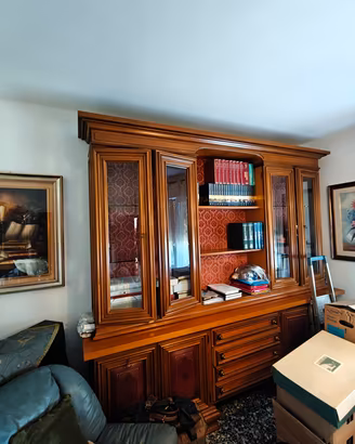 Libreria/vetrina classica in legno massello