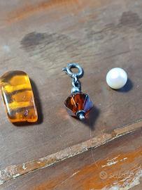 Set di 3 articoli (ambra baltica + perla naturale)