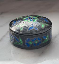 portapillole antico in argento 925 e smalto