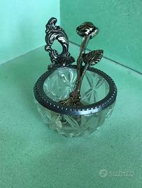 saliera vintage in cristallo di Boemia