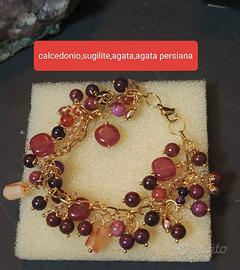 bracciale con grappoli di pietre varie rosse 