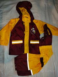 Completo impermeabile bambini con salopette 