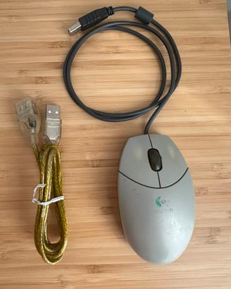 Mouse USB Logitech e prolunga USB da metro