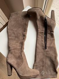 Stivali Cinti donna tacco alto camoscio beige